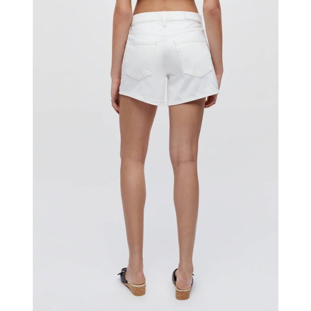 Re/Done Button Fly Mid-Rise Boy Shorts White Rigid Denim Womens 32‎ NWT - Picture 3 of 16